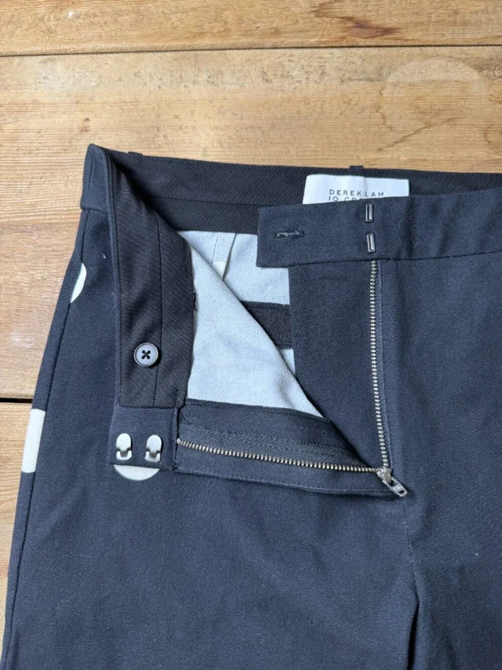 Derek Lam 10 Crosby | Size 8 | Cropped Flare Pants in Black and Ivory Polka Dot - Picture 6 of 15